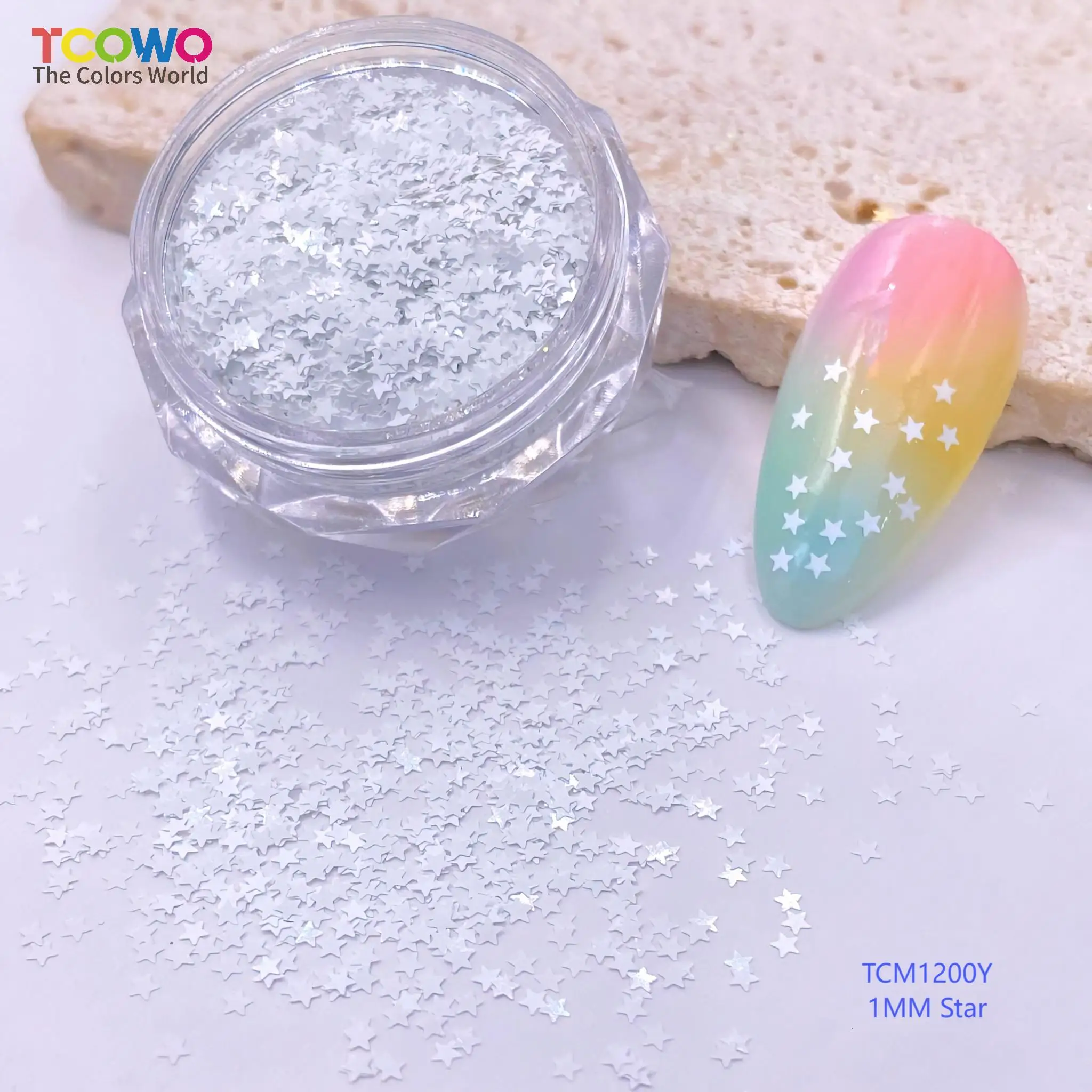 White 1MM Size Macaroon Kawaii Lovely Colors Star Glitter Sequin For Nail Art Makeup Crafts DIY Tumbler Epoxy Resin