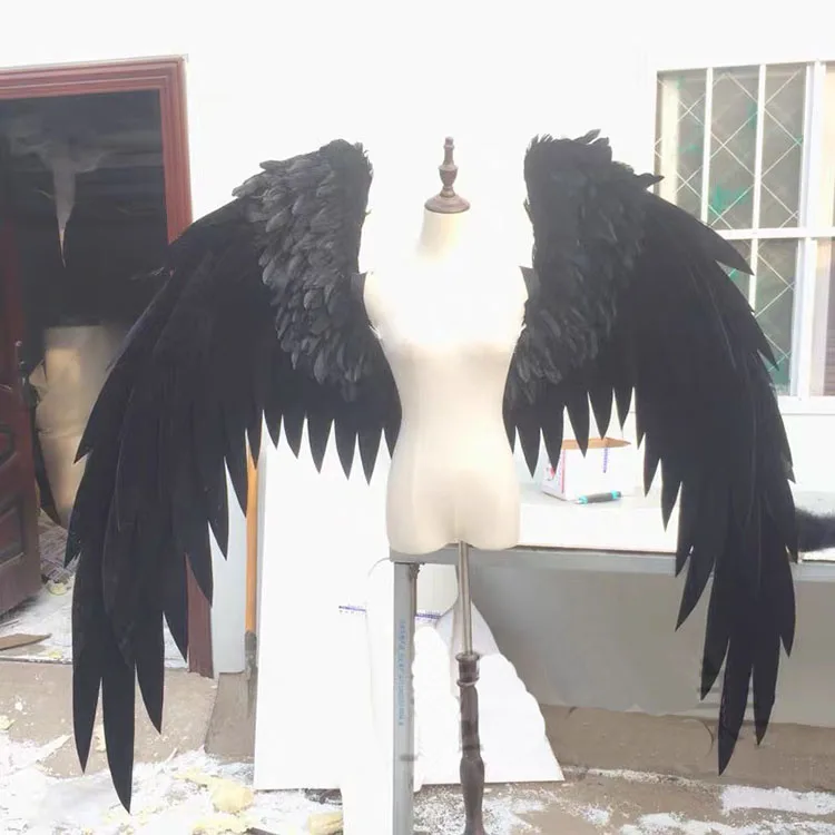 Halloween Black Wings Large Feather Angel Wings For adult Angel Wings Costume For Decoration Photo Props