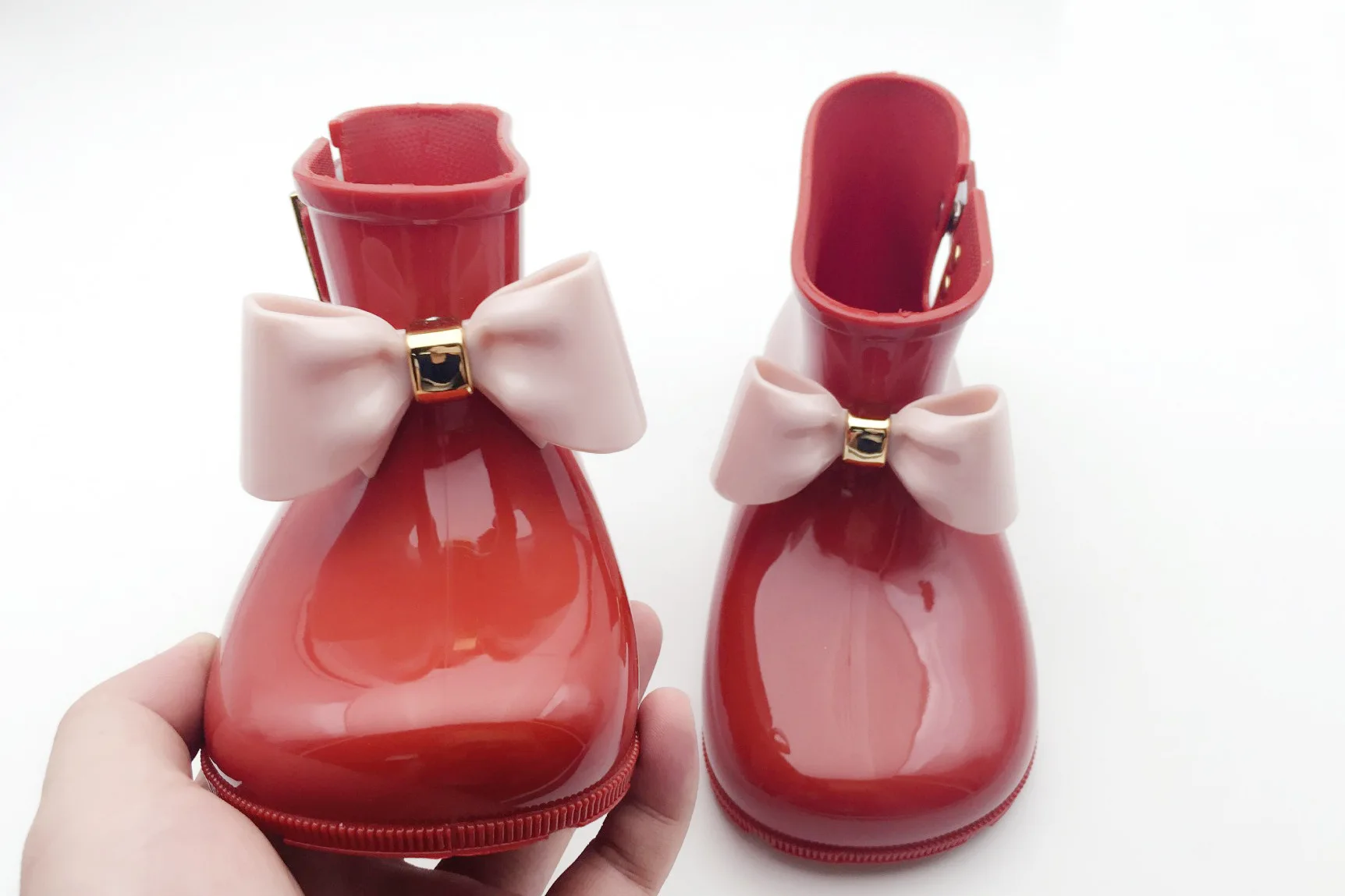 Super Soft Sole Bowknot Anti-skidding Waterproof colorful Ankle Kids Rubber Rain Boot For Girls