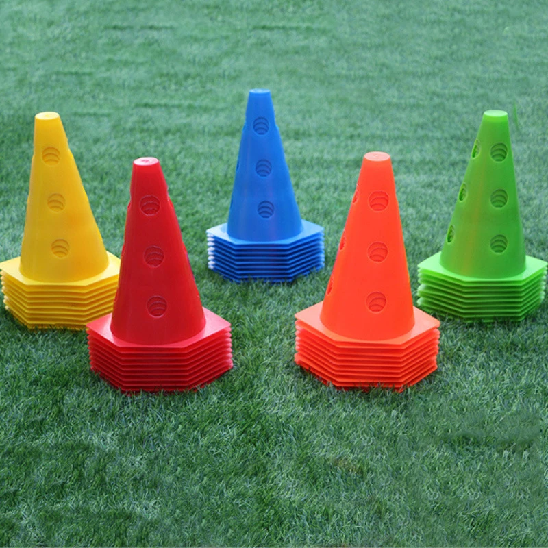 Hexagon cone with holes 23cm height Agility training cones use in combination  soccer training cones