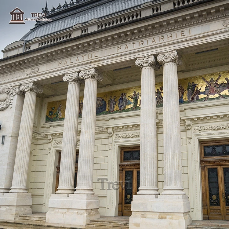 Полированная архитектурная декоративная каменная колонна Белого Натурального римского мрамора для виллы