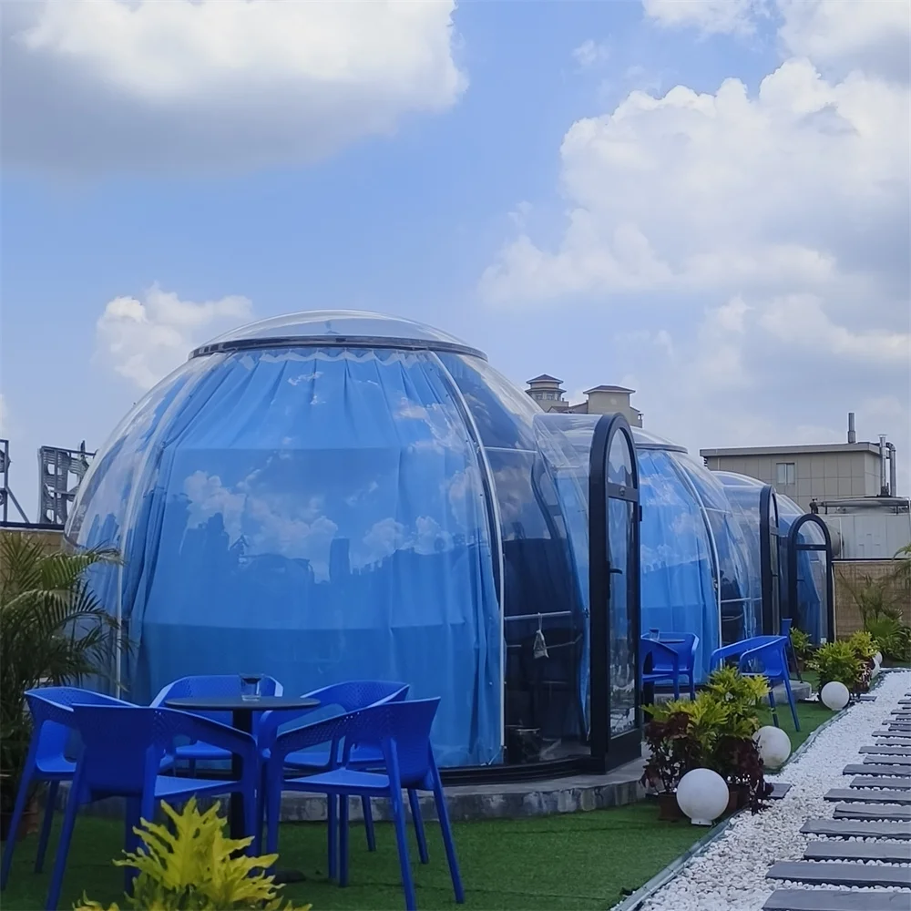 Full House Custom Aluminum Building Modern Shape Plastic Greenhouse For Camping PC Dome House
