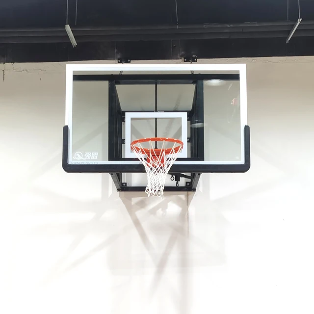 Factory Supply Custom Adjustable Height Tempered Glass Backboard Wall Mount Basketball Hoop for Shooting