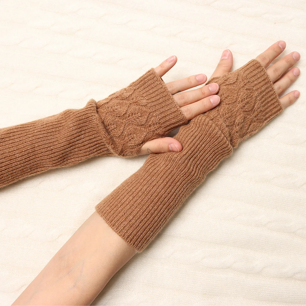 Перчатка без пальцев на заказ Зимние трикотажные теплые модные женские кашемировые шерстяные перчатки с полупальцами варежки