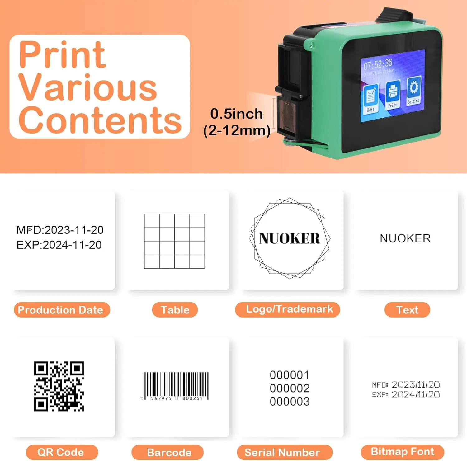 WISEPRINT Handwriting Bluetooth Transmission Bottle Tin Can Box Tij Portable Mini Manual Expiry Date Printer Machine