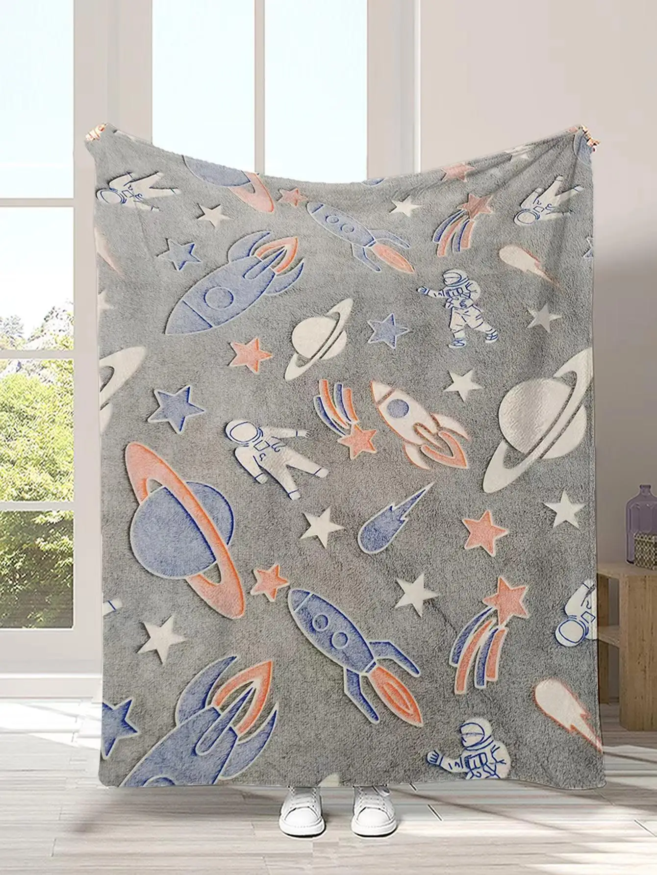 Kids Girls Boys Luminous Blanket Machine Washable Plush Fuzzy Flannel Blankets Glow in The Dark Throw Blanket