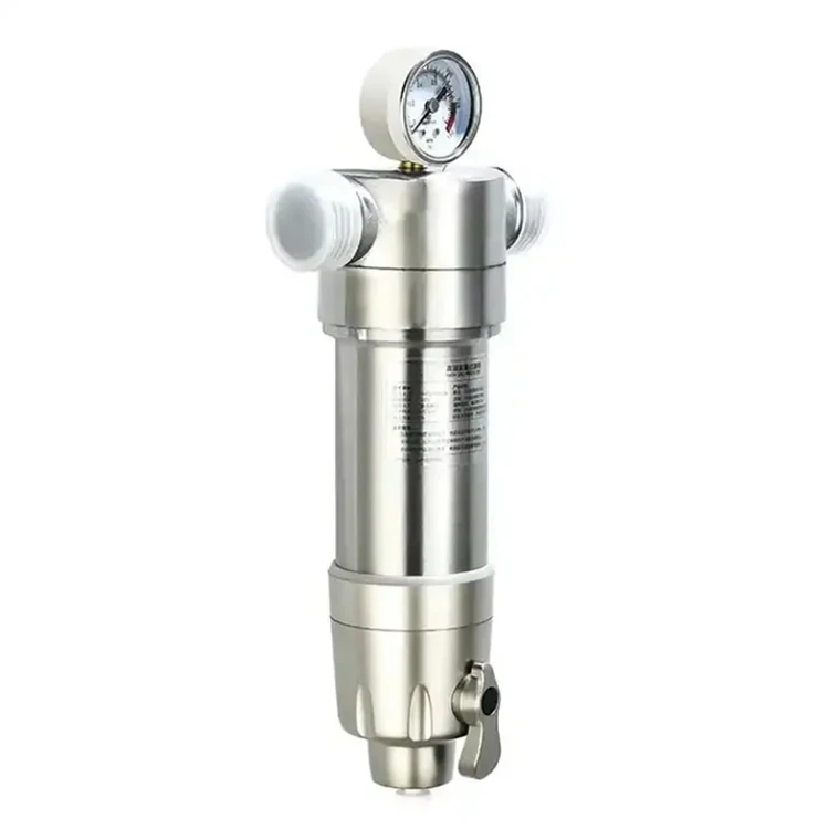 Cheap 304 stainless steel Remove Chlorine iron removal water treatment machinery home pre water filter with pressure gauge