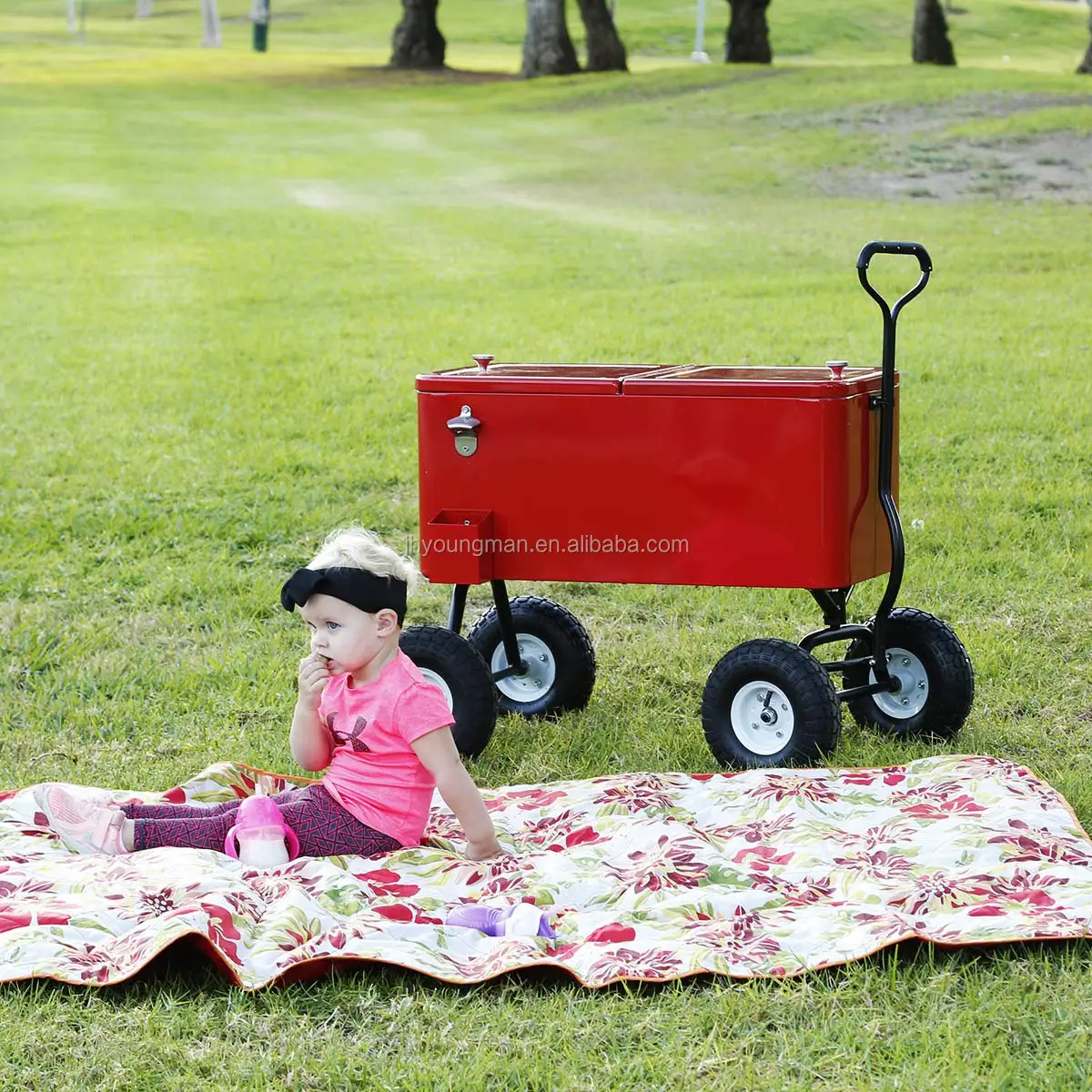 80QT Cooler Cart With 10 Inch Inflatable Wheels
