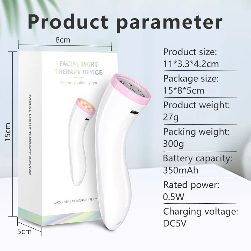 led red & blue facial light therapy device Home use beauty equipment skincare wand massager red face light therapy machine