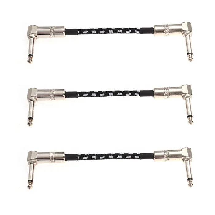 Factory Price Right Angle 6.35mm Jack Male To Male Audio Cable 15cm/30cm  Effect Pedal Patch Cable