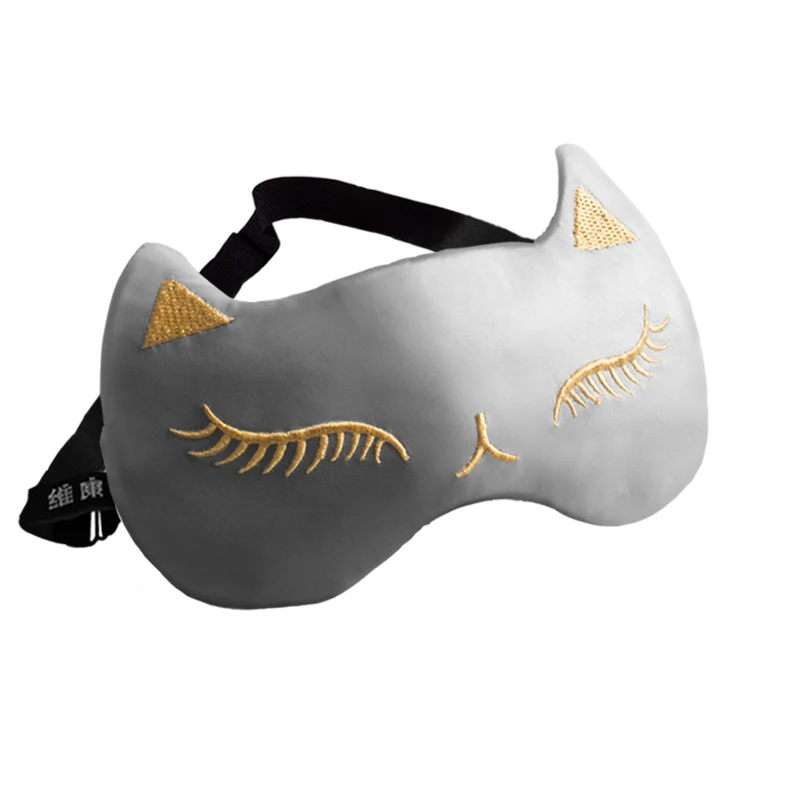 Hot Selling Sleep Eye Masks Cute Cat Silk Sleep Eye Cover Lightweight Adjustable Eyeshade Mask Cover Travel