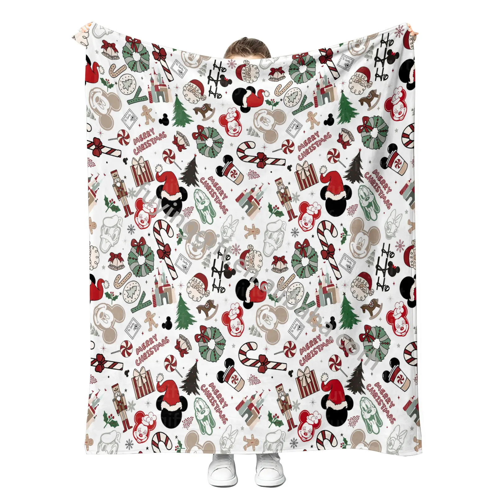 Wholesale Luxury Cartoon Mouse Minky Flannel Blanket Full Size 150 x 200 cm Christmas Blankets Gifts for Family and Friends