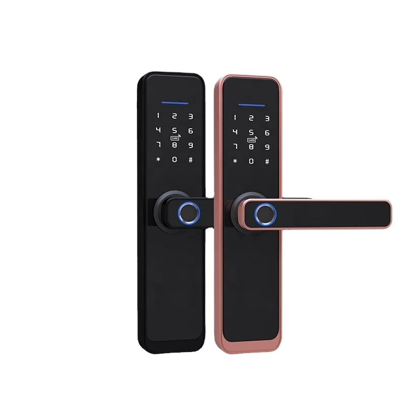 wifi door handle Alexa lock fingerprint tuya app smart code tuya door lock zigbee digital sliding lock for wooden door