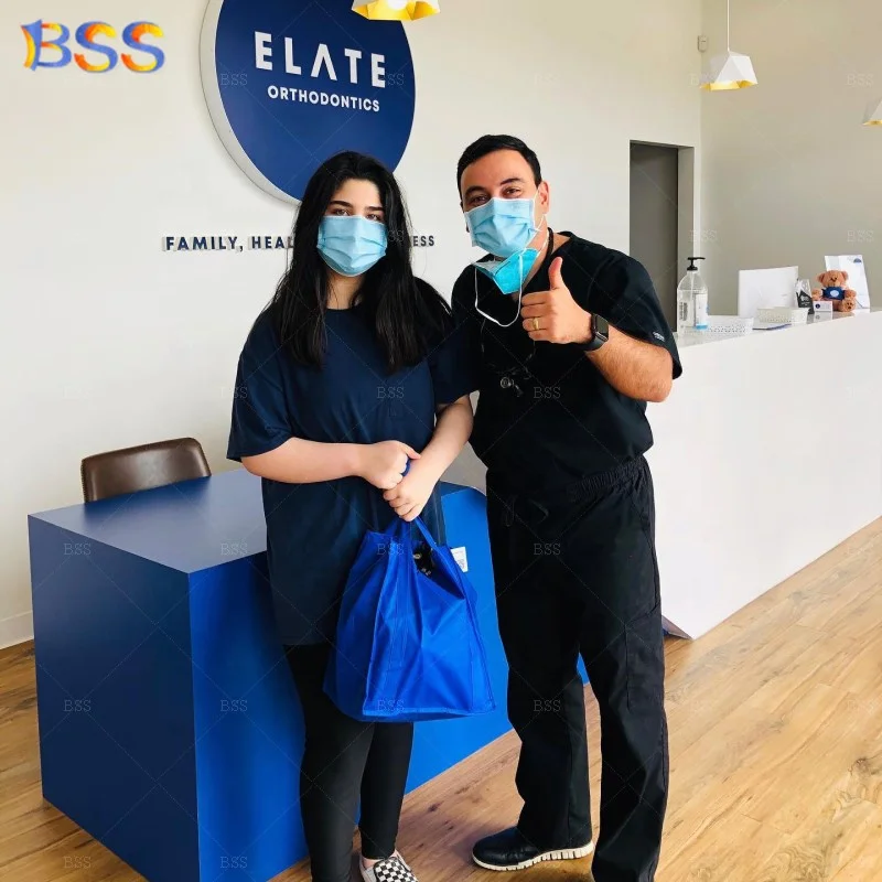 Dental Front Counter Interior Design Ultra Modern Latest Best Quality Artificial Marble Blue Front Counter Dental Office