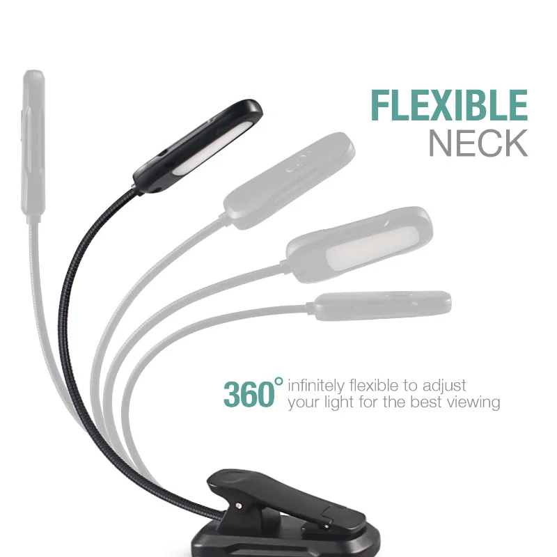 Mini USB Rechargeable Book Light Desk Lamp Flexible Clip LED Read Light For Reading in Bed