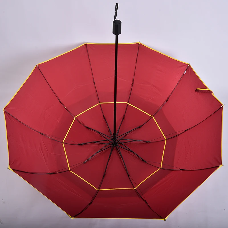 Custom Red Windproof Double Canopy Folding Golf Promotional Umbrella With Logo