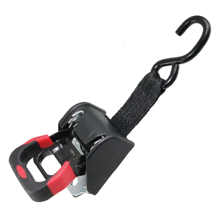 Motorcycle Heavy Duty Retractable Boat Ratchet Tie Down Strap With Rubber Handle