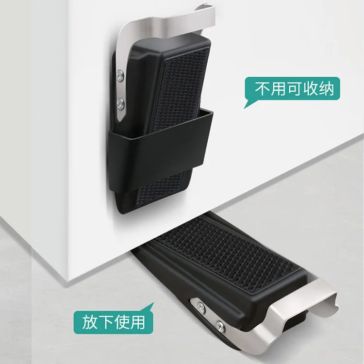 Wedge Security Door Stops with Door Holder Heavy Duty Gray Rubber Door Stoppers Works On All Floor Types