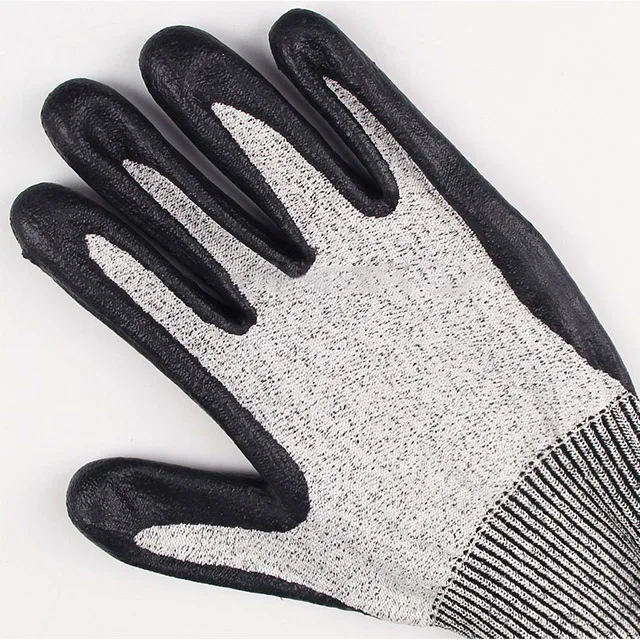 Защитные перчатки с защитой от порезов уровня 5, черные нитриловые перчатки для работы на нефтяных месторождениях