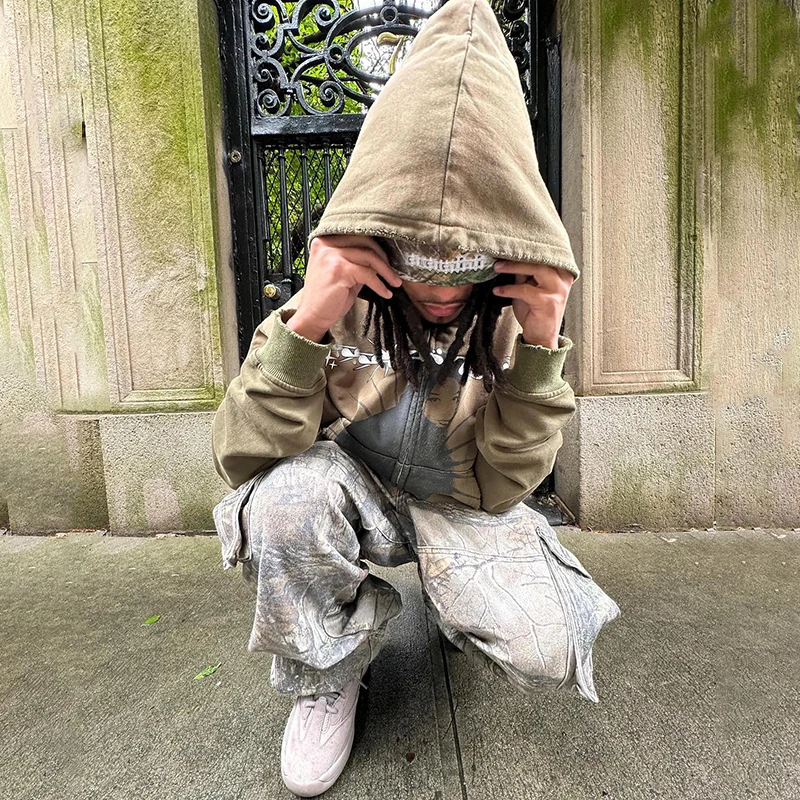 YSJY Custom Camouflage Stacked Pant High Waist Baggy Work Workwear Hunting Real Tree Cargo Camo Pants For Men