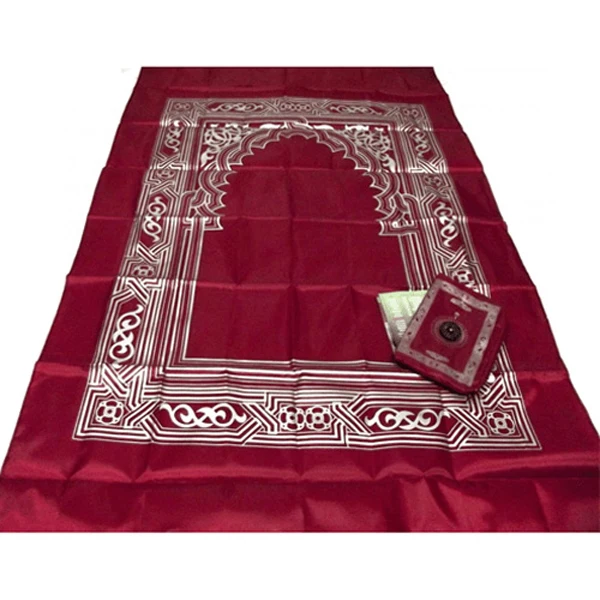 2024 new design wholesale islam mosque travel prayer mat with compass booklet