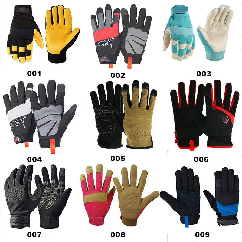 BSP custom logo black men heavy duty assembly construction leather palm safety work mechanic gloves