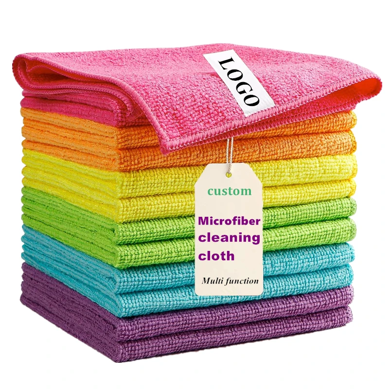 Bulk Packing 300GSM 250GSM 200GSM Microfiber cleaning cloth Custom 80% Polyester 20% Polyamide Car Kitchen Cloth Towel Rags