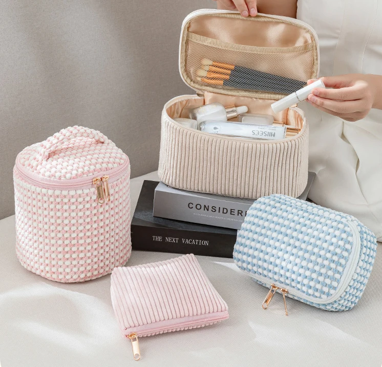 4Pcs Large Capacity Makeup Bag Portable Travel Toiletry Cosmetic Bag Cotton Organizer Storage Makeup Bag Set For Women
