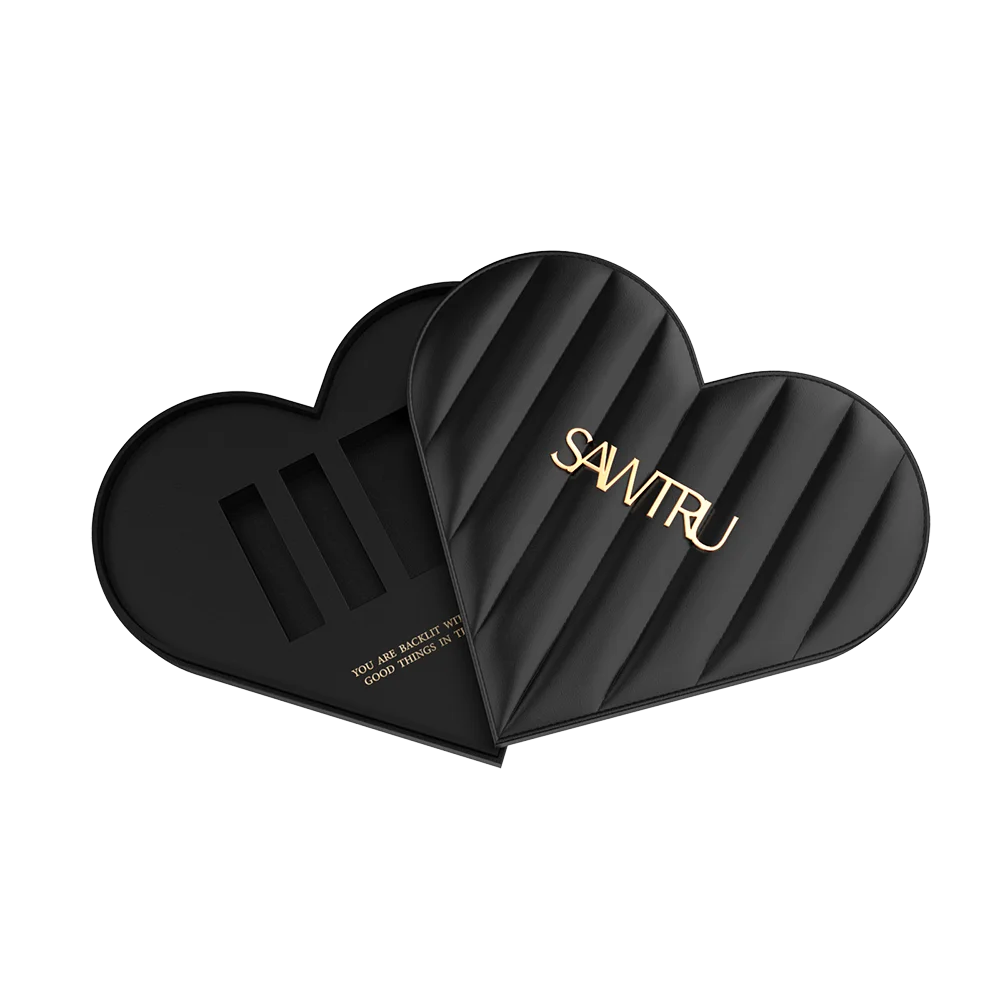 Sawtru Luxury PU Leather Custom Black Gold Brownie Perfume Lipstick Cosmetics Makeup Brush Packaging Gift Box