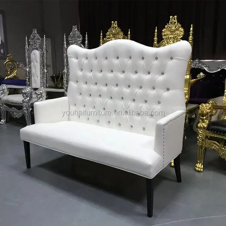 
wholesale price wedding furniture white leather throne chair loveseat for bride and groom 