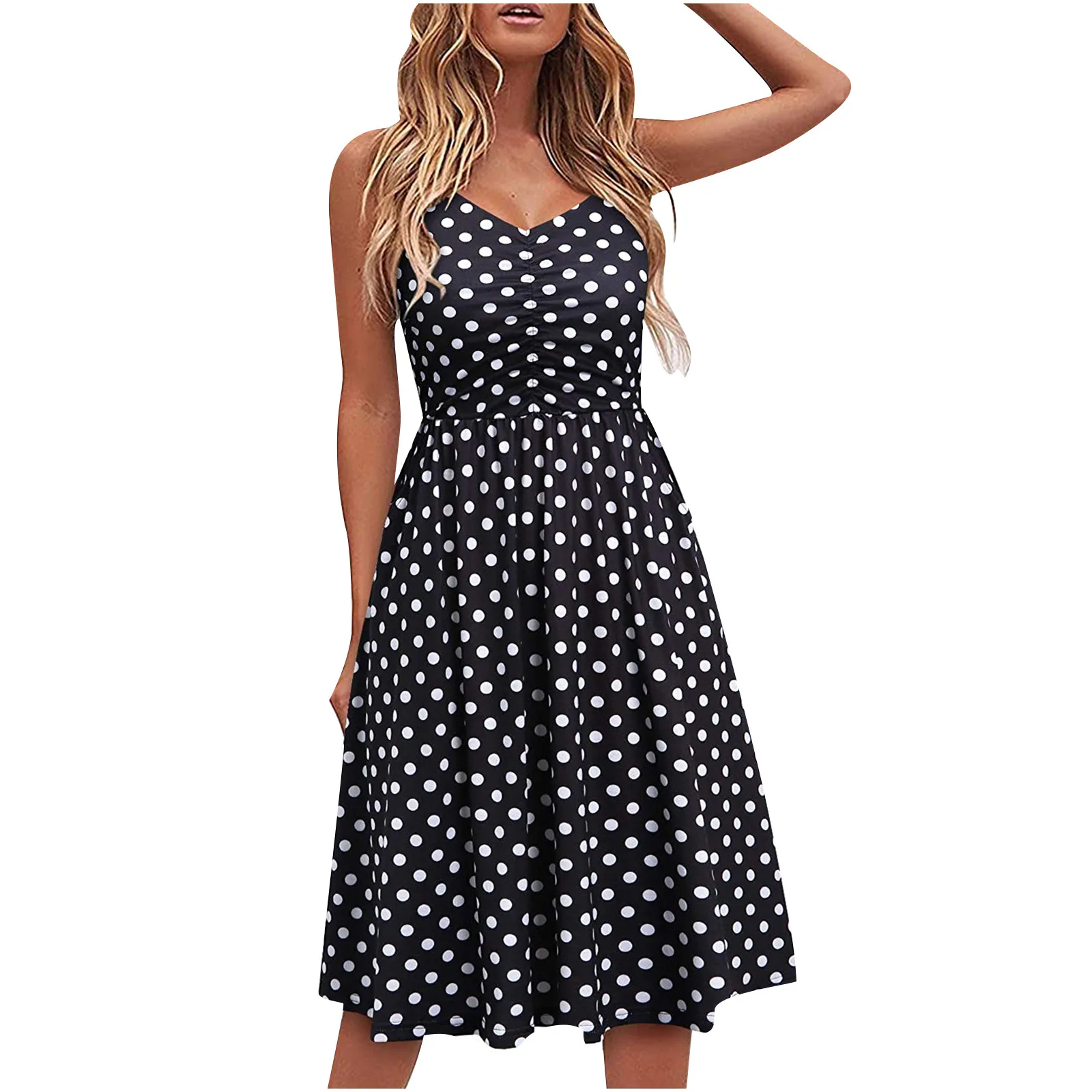 2022 New Arrivals Casual Dresses Ladies Halter Dress Summer Beach Dress With Pockets A Line Spaghetti Strap Women Sundresses