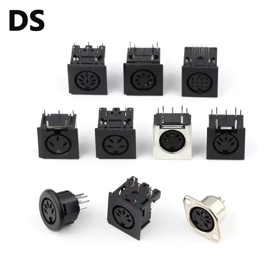 DS-5-03 Din female Connector 5cores pcb Panel Mount DS series 5pins circular din socket connectors