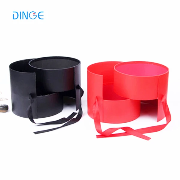 Cheap Custom waterproof paper flower box with lid fresh rose party flowers round cardboard packaging box made in China