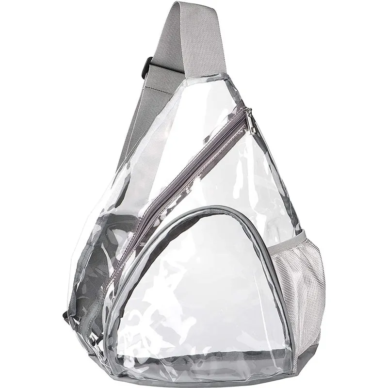 Sling bag jelly pvc men daypack sport waterproof shoulder clear pvc bag stadium approved