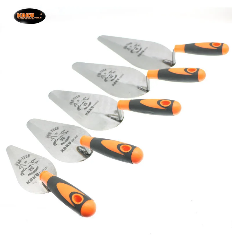KAKU Good Quality PP+TPR Handle Brick Plastering Trowel Stainless Steel Peach Type Bricklaying Trowel