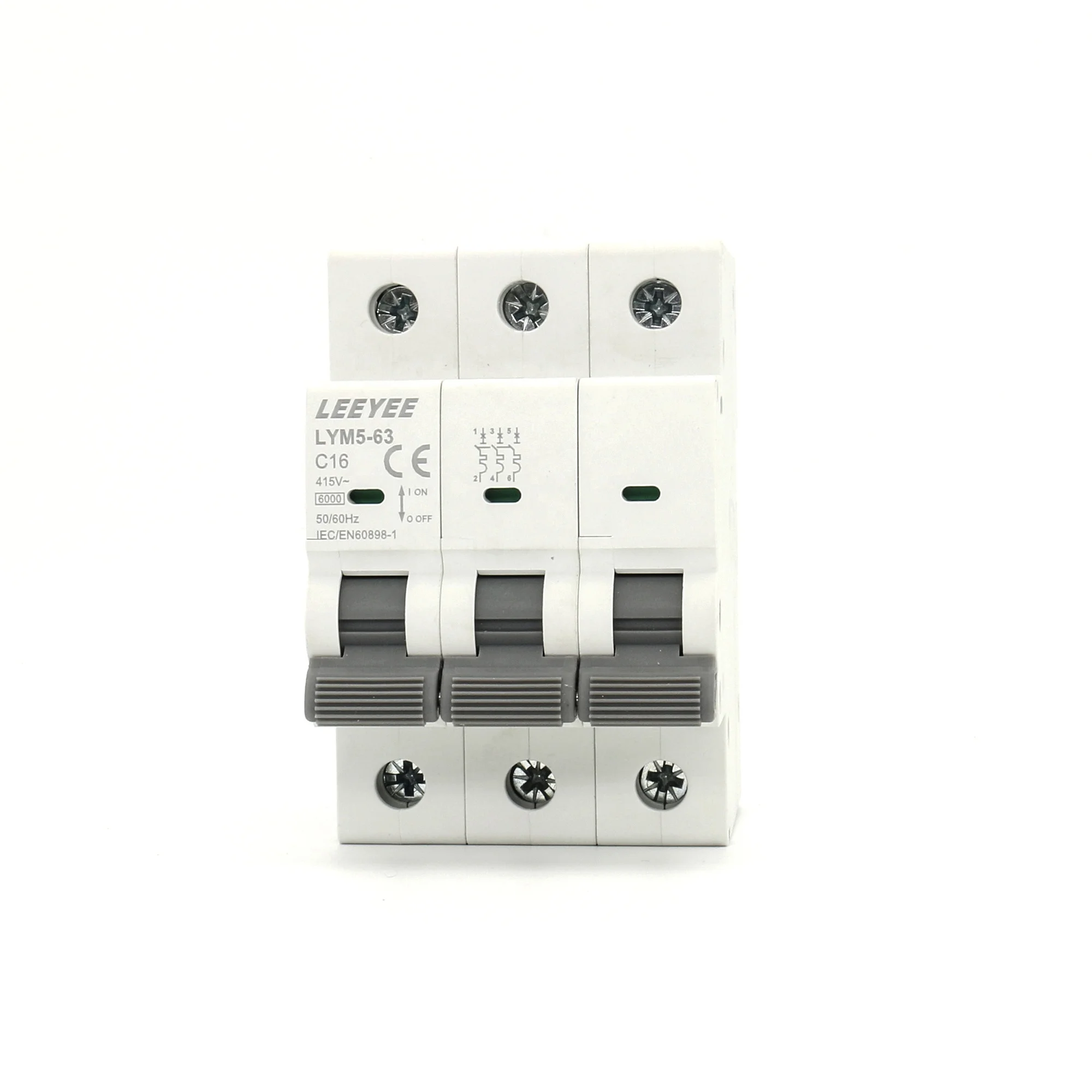LEEYEE New Product 3P AC 415V Safety Mini Circuit Breaker 6A 10A 16A China Suppliers OEM MCB Price 35mm DinRail