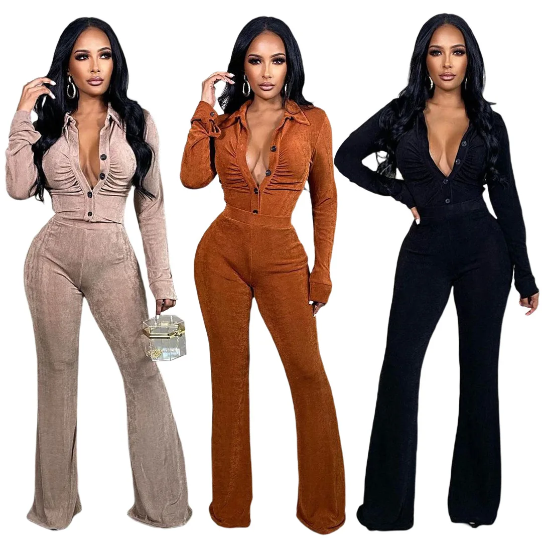 Fall 2023 Women Clothes Sweatsuits Velour Tracksuits Velvet Two Piece Set Wide Leg Trousers For Women 2022 Fall Streetwear