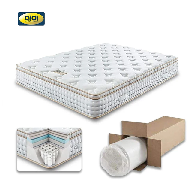 AIDI OEM/ODM High Quality Queen Size Vacuum Roll Up Compress Roll Package Mattress Hybrid Memory Foam Spring Mattress In A Box