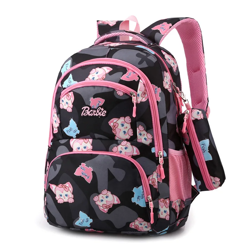 New Waterproof School Bags Kids Book Bag With Pencil Case Allover Printed Soft Cute Teen Backpack For Girls grade 7