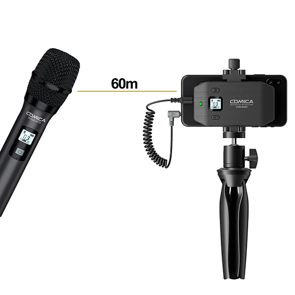 Comica CVM-WS50(H) беспроводной микрофон для смартфона, с УВЧ 6 каналами, Профессиональный Гибкий петличный микрофон для видео и воспроизведения