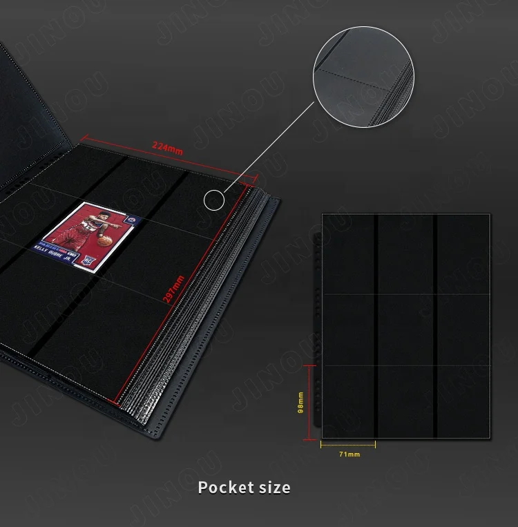 customized  JO-KY-099 9 Pocket Collector Game Card Collection Leather Binder