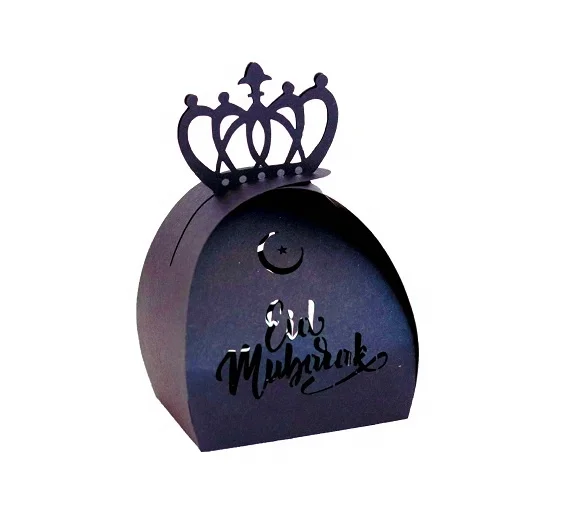 ramadan decoration Eid Mubarak candy box shiny crown muslims festival hollow gift box Islamic festival party favor