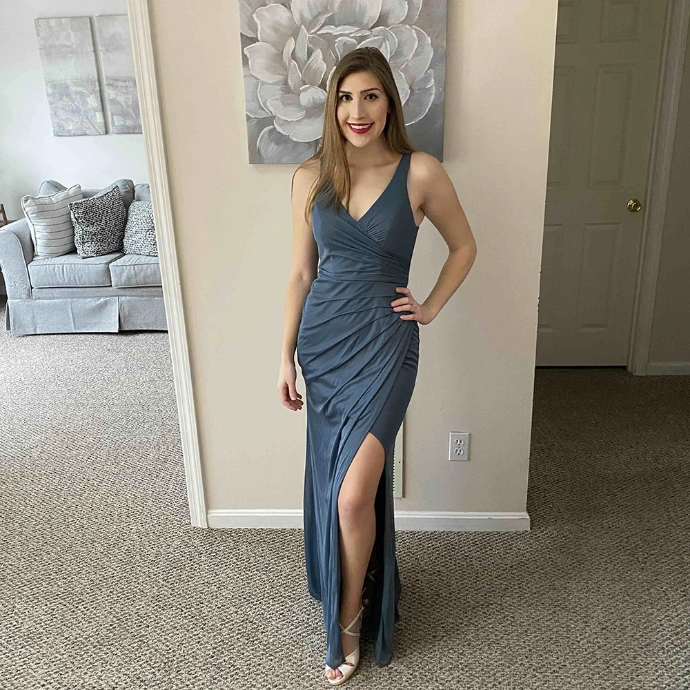 TEENYEE Slim fit Cocktail mesh bridesmaids dress dresses Women Lady Elegant Formal For Day Evening Party