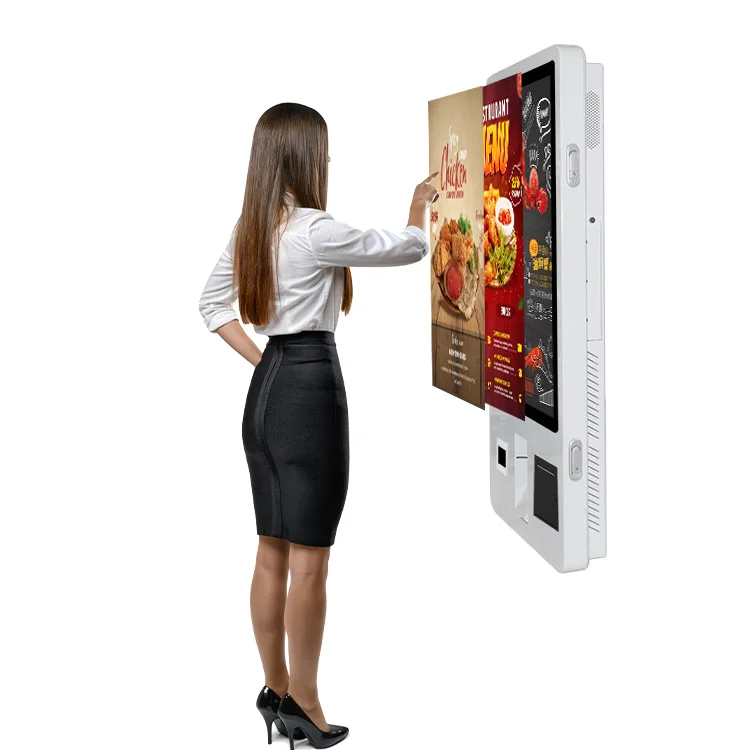 Touch screen wall-mounted pos machine Ordering payment Kiosk self-ordering kiosk with Printer