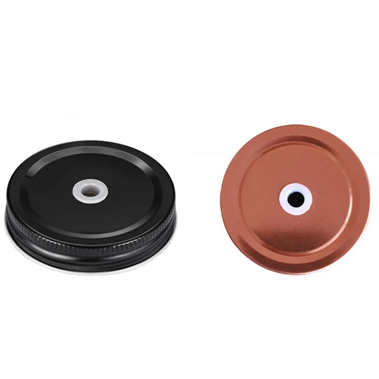 black Mason Jar Lids Leak-proof Replacements Daisy Top Lid Cover For Canning Jars Spiral Glass Bottle Round Metal Tinplate Lid