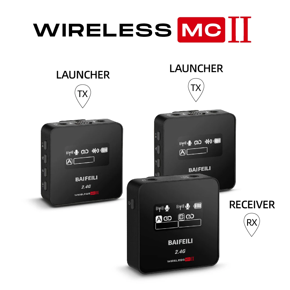 BAIFEILI Portable Camera Phone USB 2.4g Wireless Lavalier Mic Microphone Lavalier Recording Lapel Microphone