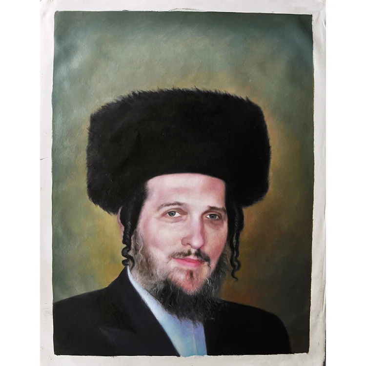 100% Handmade Jewish Rabby Portrait Painting Custom Photo to Oil Painting On Canvas