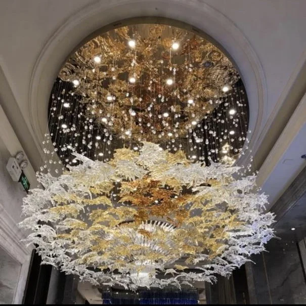 Customized Handmade Artistic Glass Hanging Pendant Ceiling Lamp For Hotel Lobby Wedding Decor