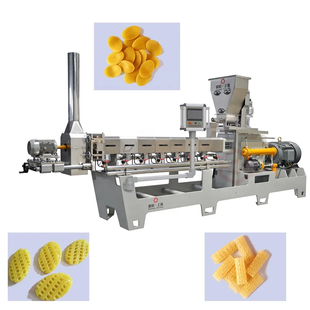 100-200KG Fried Bugle Production Line Doritos Corn Chips Snack Pani Puri Snack Food Making Machine Equipment Twin Screw Extruder