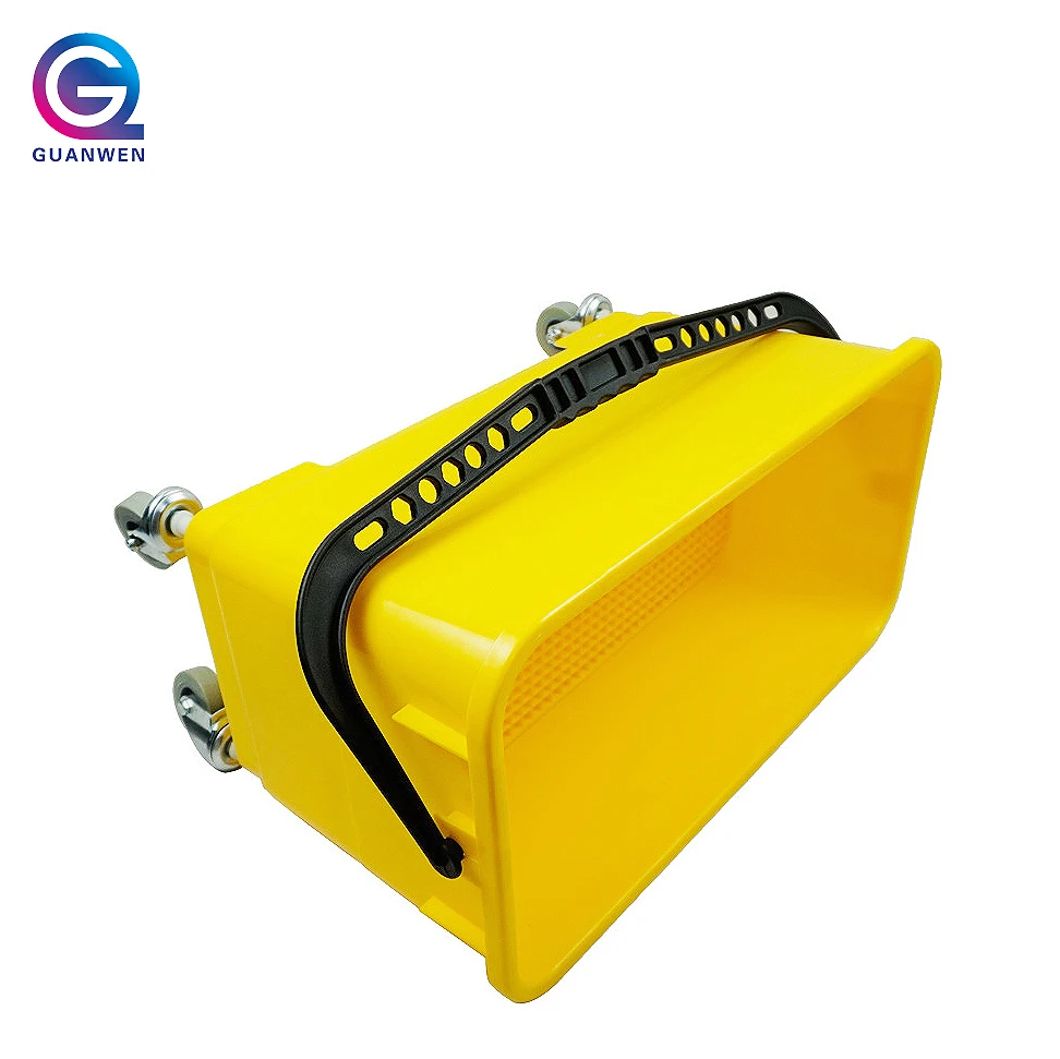 25L New Design Yellow Rectangle Bucket Floor Flat Window Mop Cleaning Bucket With Wheel